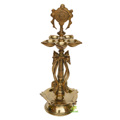 Indian Brass Religious Temple Spiritual Decor Standing Oil lamp stand