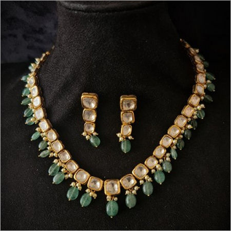 Traditional Polki Single Line Long Necklace Set Gender: Women