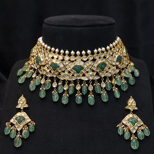 Gold Uncut Polki Diamond  Choker Set