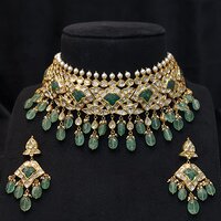 Gold Uncut Polki Diamond  Choker Set - Color: Different Available