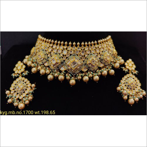 Gold Jadau Polki Choker Set Gender: Women