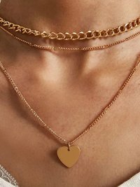 Gorgeous Gold Plated Triple Layered Heart Necklace