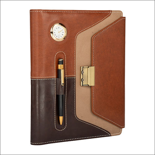 Pen and Watch Inbuilt Premium Leather Office Diary