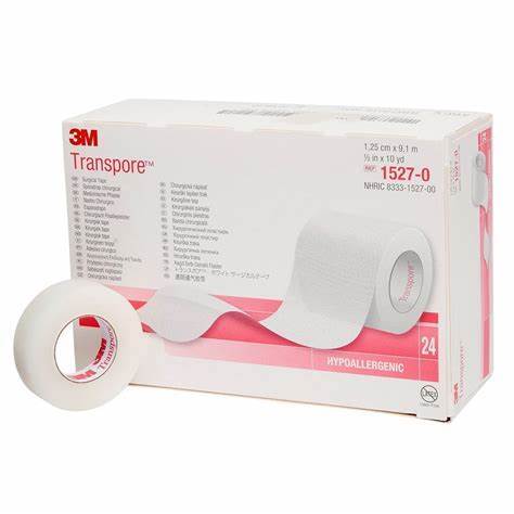 White 3M Transpore 1/2 Inch Surgical Tape 1527-0