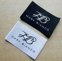 Black And White Printed Rectangular Woven Label