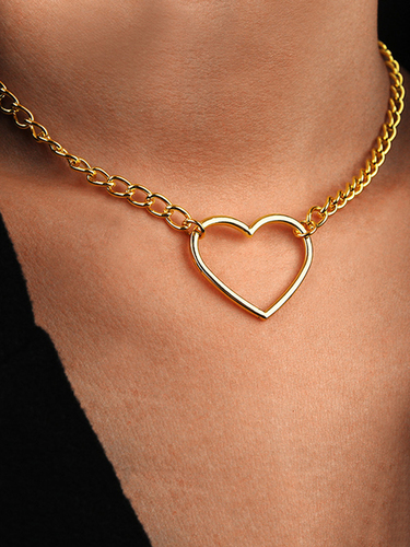 Gold Plated Minimal Heart Choker Necklace