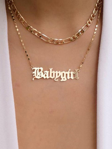 Stunning Gold Plated Double Layered Baby girl Alphabet Word Pendant Necklace