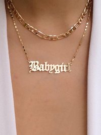 Gold Plated Double Layered Baby Girl Alphabet Pendant Necklace - Alloy Material, 20 Grams | Fashion & Costume Jewelry For Anniversary, Party, Wedding