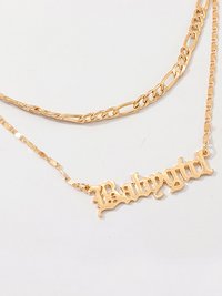 Gold Plated Double Layered Baby girl Alphabet Pendant Necklace