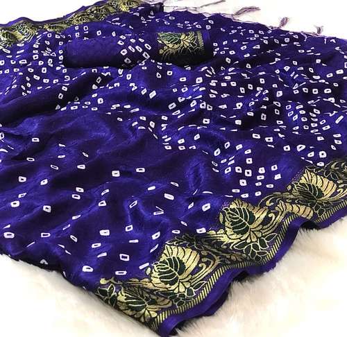 printed bandhani saree