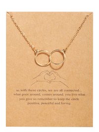 Gold Plated Layered Double Circle Ring Pendant Necklace