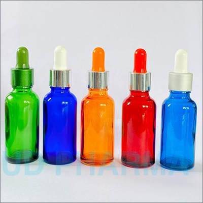 Blue And Green Clear Glass Dropper Bottles