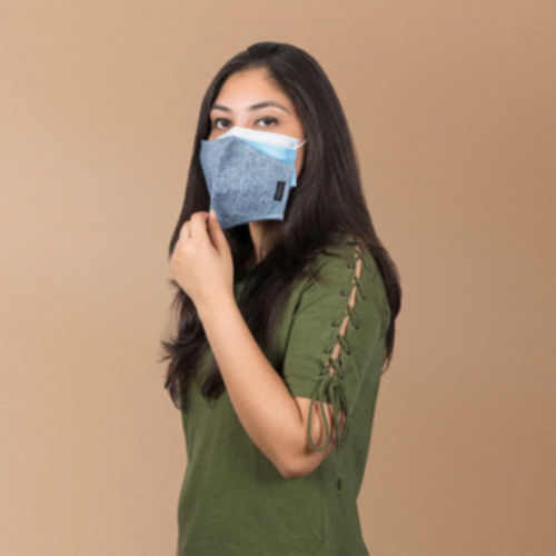 Denim Print Double It Up Surgical Mask Cover