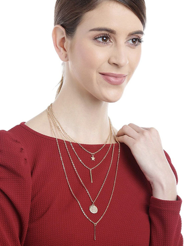 Charming Gold Plated Multi Layered Fashion Pendant Necklace Gender: Women