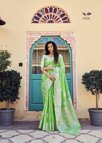 Dark green saree