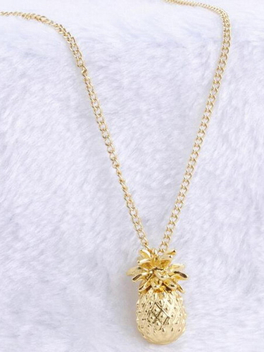 Pretty Gold Plated Pine Fruit Pendant Necklace