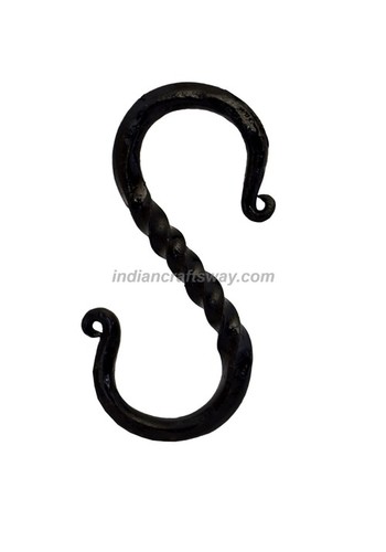 Medieval Encampments Forged Iron S Hook - Color: Black