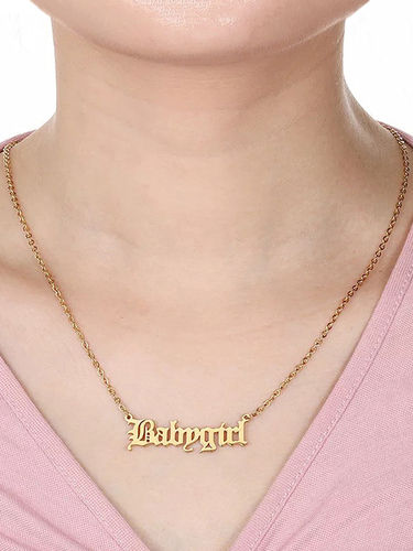 Pretty Gold Plated Baby Girl Alphabet Word Pendant Necklace