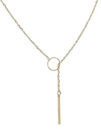 Gold Plated Line and Circle Y Shaped Necklace