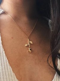 Gold Plated Rose Pendant Necklace