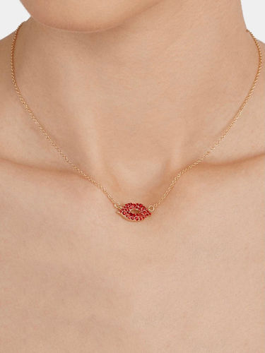 Pretty Silver Plated Red Lip Pendant Necklace Gender: Women