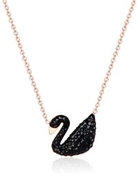 Charming Gold Plated Black Swan Necklace
