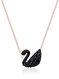 Gold Plated Black Swan Necklace