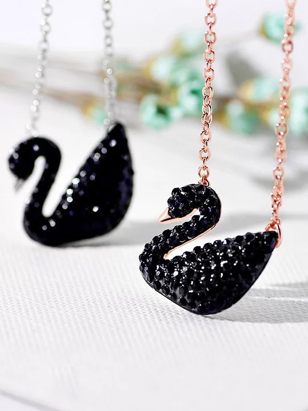 Charming Gold Plated Black Swan Necklace
