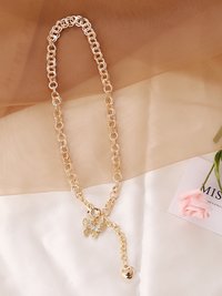 Gorgeous Gold Plated Y Shaped Butterfly Drop Heart Pendant Necklace