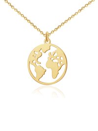 Gorgeous Gold Plated Earth World Pendant Necklace