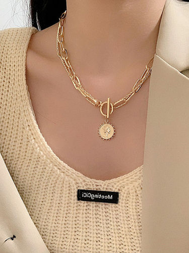 manragini jewelsmrg 3 layered chain with double coin pendant golden  Necklaces for Women and Girls Alloy Chain Price in India - Buy manragini  jewelsmrg 3 layered chain with double coin pendant golden