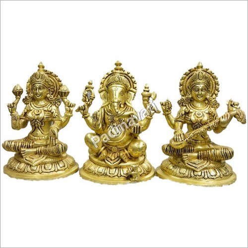 8inch Brass Ganesh Laxmi Saraswati Statue