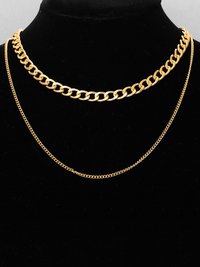 Charming Gold Plated Double Layered Chunky Chain Link Necklace for Women and Girls