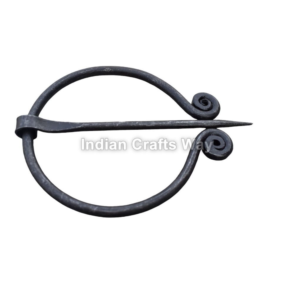 Hand Forged Viking  Iron Brooch For Cloth 