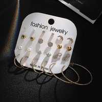 Combo Of 12 Pair Pearl Stone Stud And Hoop Earrings - Alloy Material, Fashion & Costume Jewelry Set, Stylish Design For Women | Lightweight At 20g