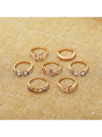 Gold Plated 7 Piece Crystal butterfly Ring Set