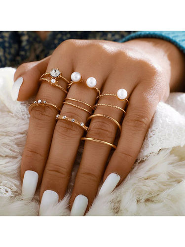 Gold Plated 8 Piece Western Ring Set Gender: Women