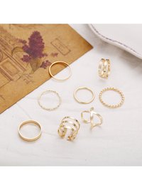 Gold Plated 8 Piece Western Designs Ring Set