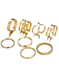 Gold Plated 8 Piece Western Designs Ring Set