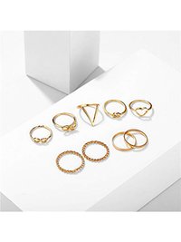Gold Plated 9 Piece Love Infinity Ring Set