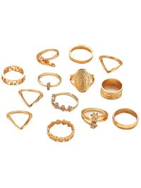 Gold Plated 13 Piece Dimond Studde Ring Set