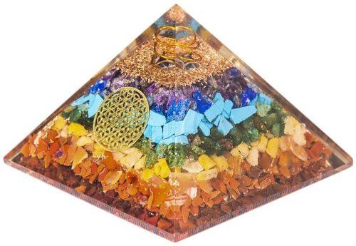 Synthetic Seven Chakra Orgonite Pyramid