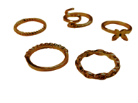 Gold Plated 5 Piece Snake Studd Ring Set