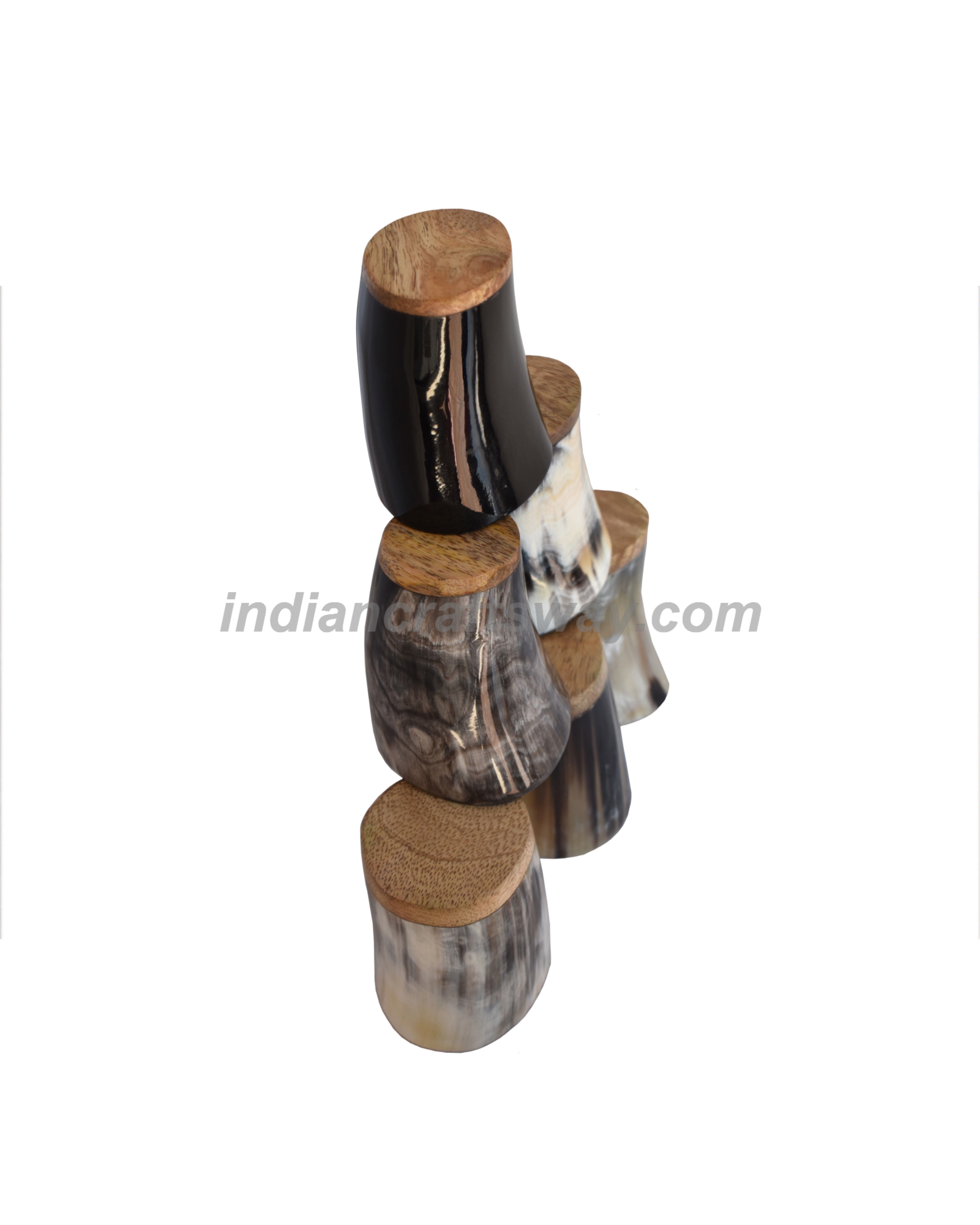 Drinking Horn Cup With Wooden Base