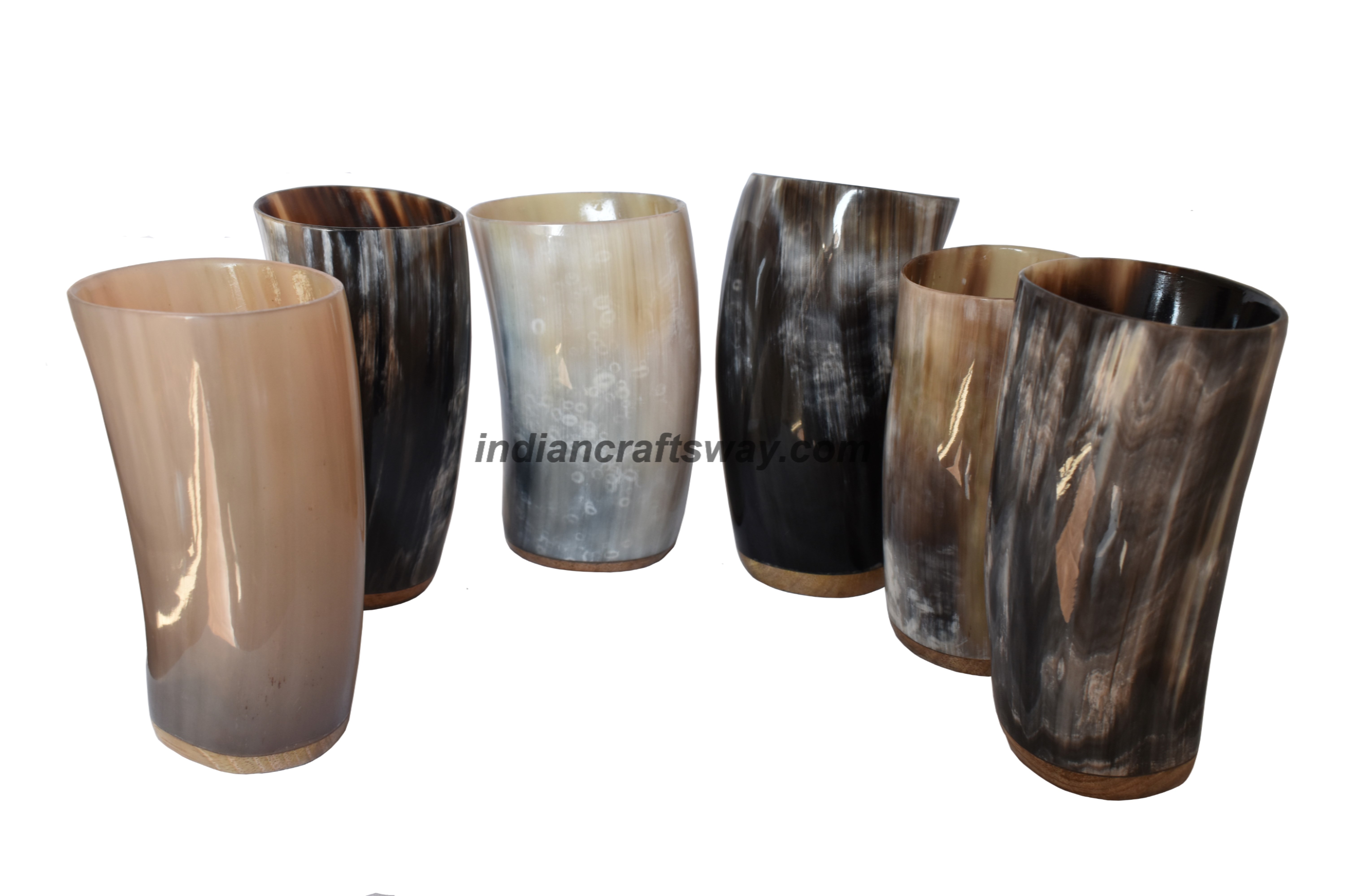 Drinking Horn Glass With Wooden Base