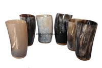 Drinking Horn Glass With Wooden Base