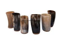 Drinking Horn Glass With Wooden Base