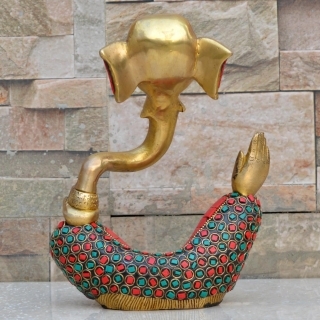 Ganesh with Decorative Work  Brass Modern Decorative Style God Ganpati Idol  Unique Gift and Home Decor showpiece