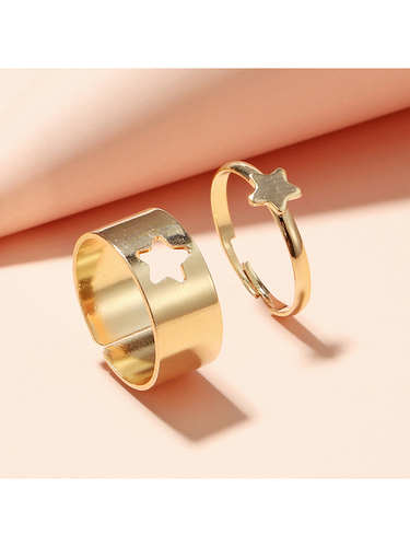 Stylish Golden Star Couple Ring Matching Wrap Finger Ring