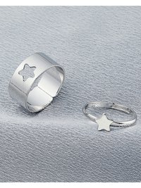 Stylish Silver Star Couple Ring Matching Wrap Finger Ring